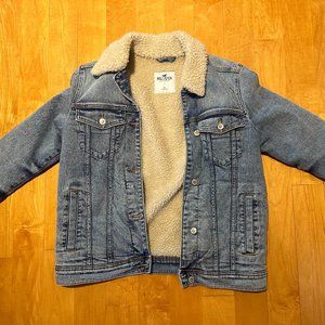 Womens Preowned Hollister Sherpa Lined Blue Medium Wash Jean Denim Jacket SZ S